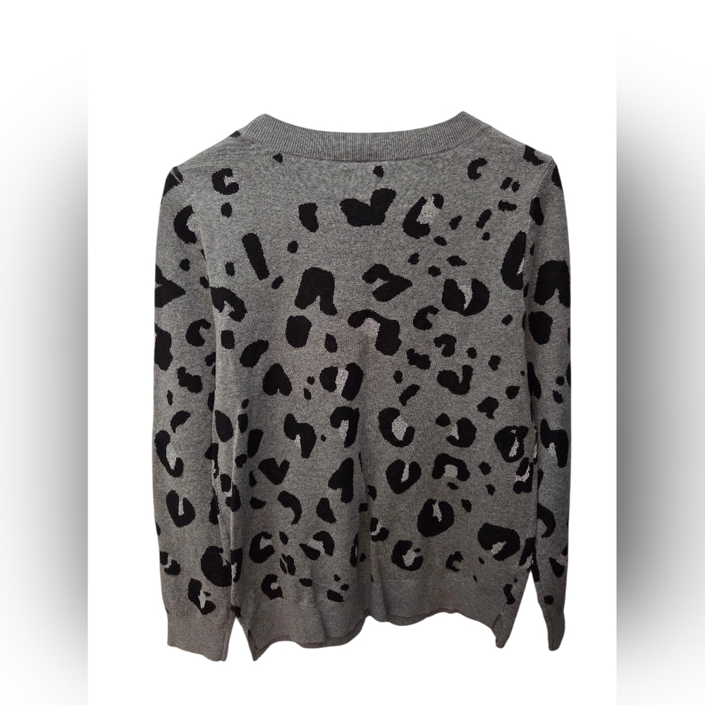 Loft Outlet Sweater Leopard Print Gray Metallic Size XL - Picture 3 of 3